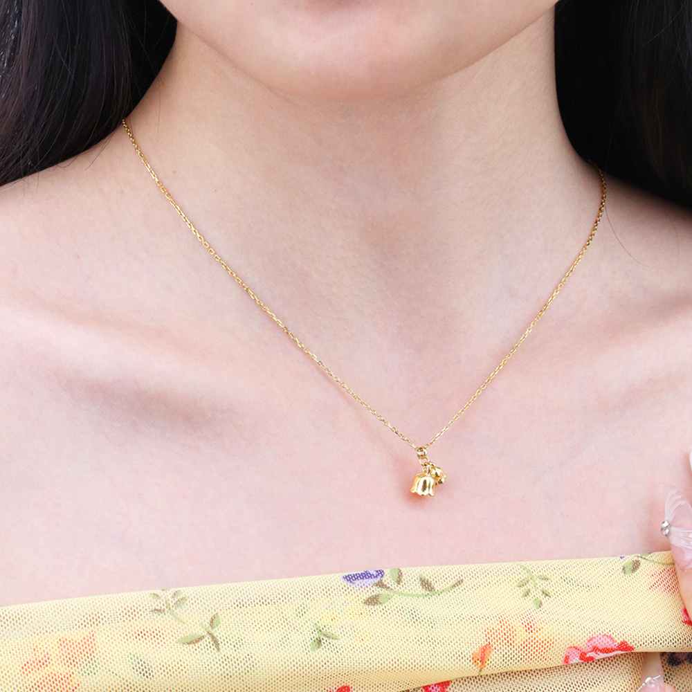 Convallaria Bells Necklace - PVD18K Gold Plated 316L Stainless Steel_N044