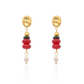 Natural Gem Stones Sweet Water Pearls Organic Texture Drop Earrings - PVD 18k Gold Plated 316L Stainless Steel_E024