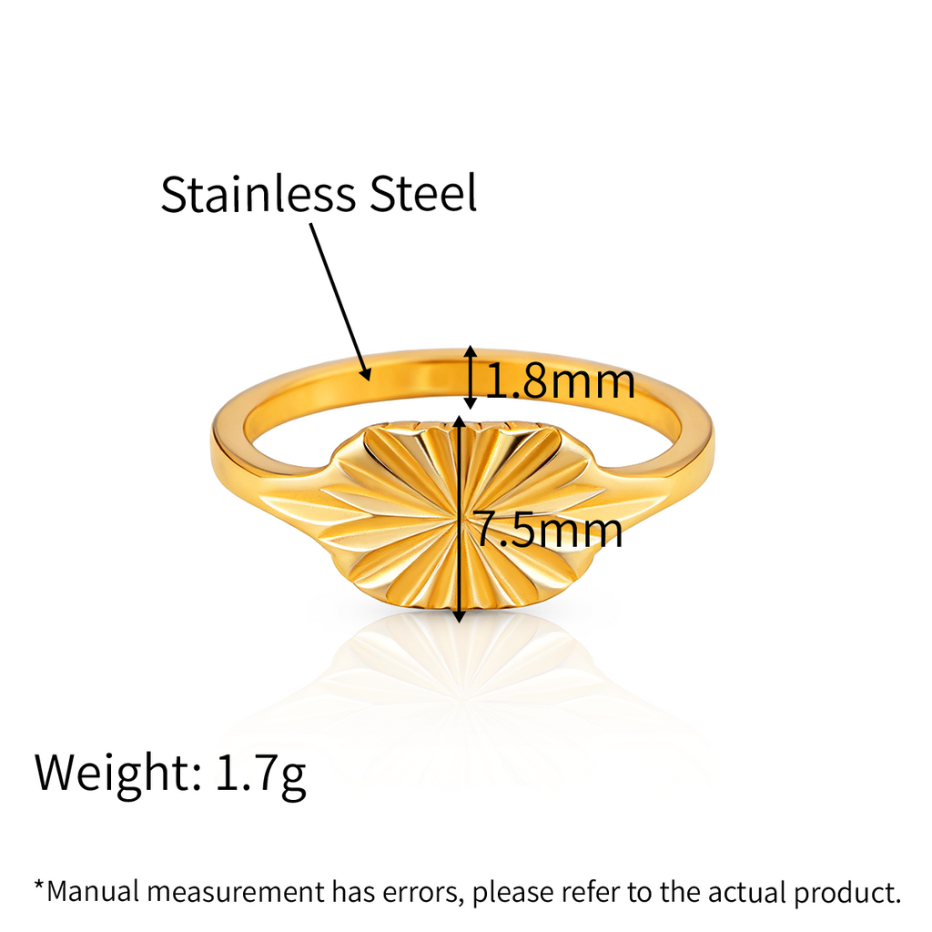 Radial Pattern Laser Signet Vintage Rings - 18K PVD Gold Plated 316L Stainless Steel - R065