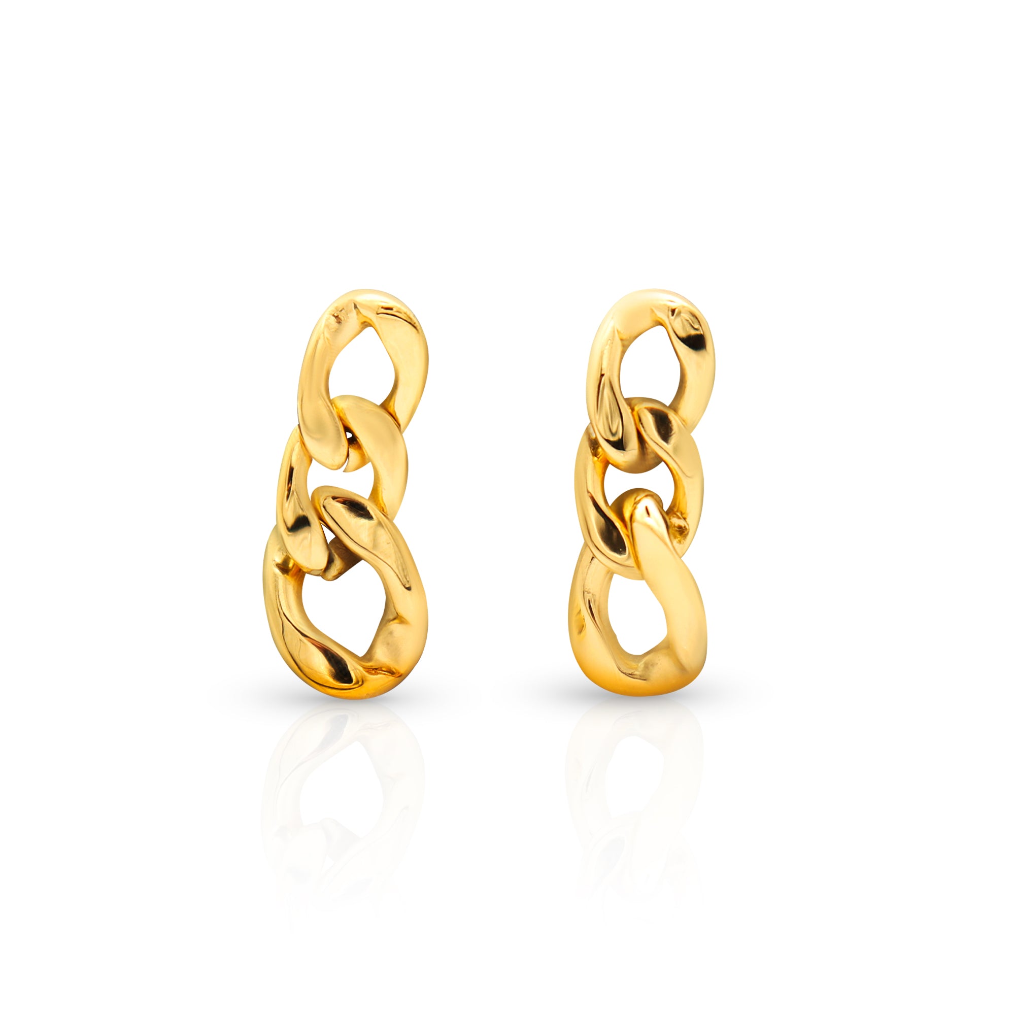 Minimalist Chain Drop Earrings - PVD 18k Gold Plated 316L Stainless Steel_E001