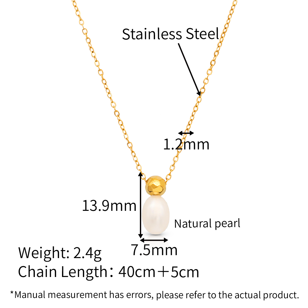 Natural Freshwater Pearl Perfume Bottle Shape Necklace - PVD 18k Gold Plated 316L Stainless Steel_N007