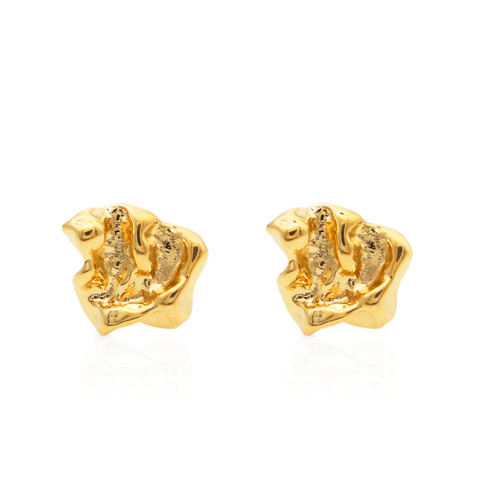 Bumpy Earrings Small Organic Simple Waterproof Irregular Stud Earrings - PVD 18k Gold Plated 316L Stainless Steel