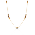 Amber Color Beads Necklace Gold Beads Satellite Chain - PVD 18k Gold Plated 316L Stainless Steel_N021