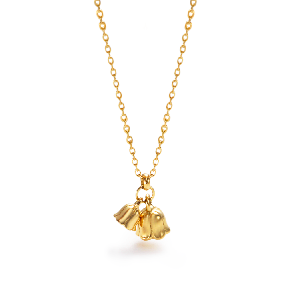 Convallaria Bells Necklace - PVD18K Gold Plated 316L Stainless Steel_N044