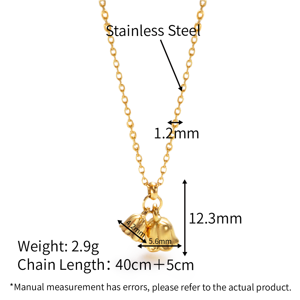 Convallaria Bells Necklace - PVD18K Gold Plated 316L Stainless Steel_N044