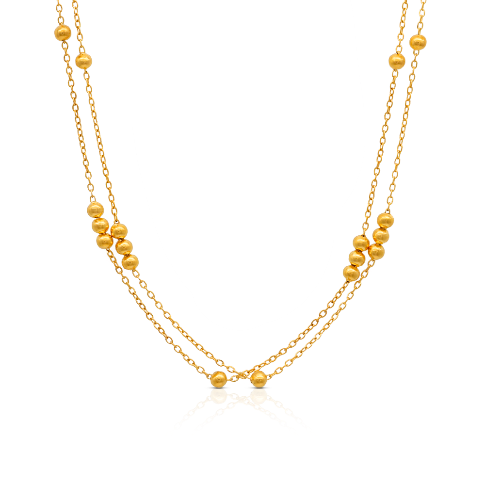 Layers Beads Satellite Chain Necklaces - PVD18K Gold Plated 316L Stainless Steel_N057