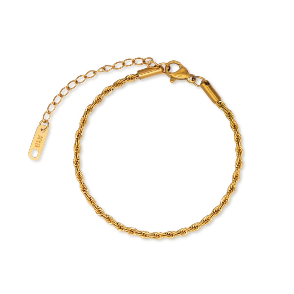 Rope Chain Bracelet- PVD18K Gold Plated 316L Stainless Steel_B049