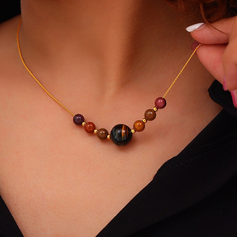 Tiger's Eye Natural Stone Necklace_N064