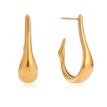 Irregular U Shaped Geometric Hoop Earrings- PVD 18k Gold Plated 316L Stainless Steel_E-046