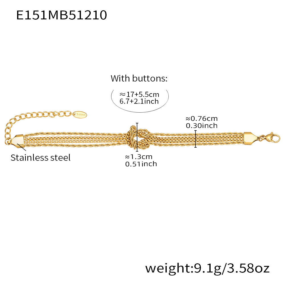 18K Gold-Plated Eco-Friendly Knotted Bracelet - Heavy-Duty Minimalist Stainless Steel - B037