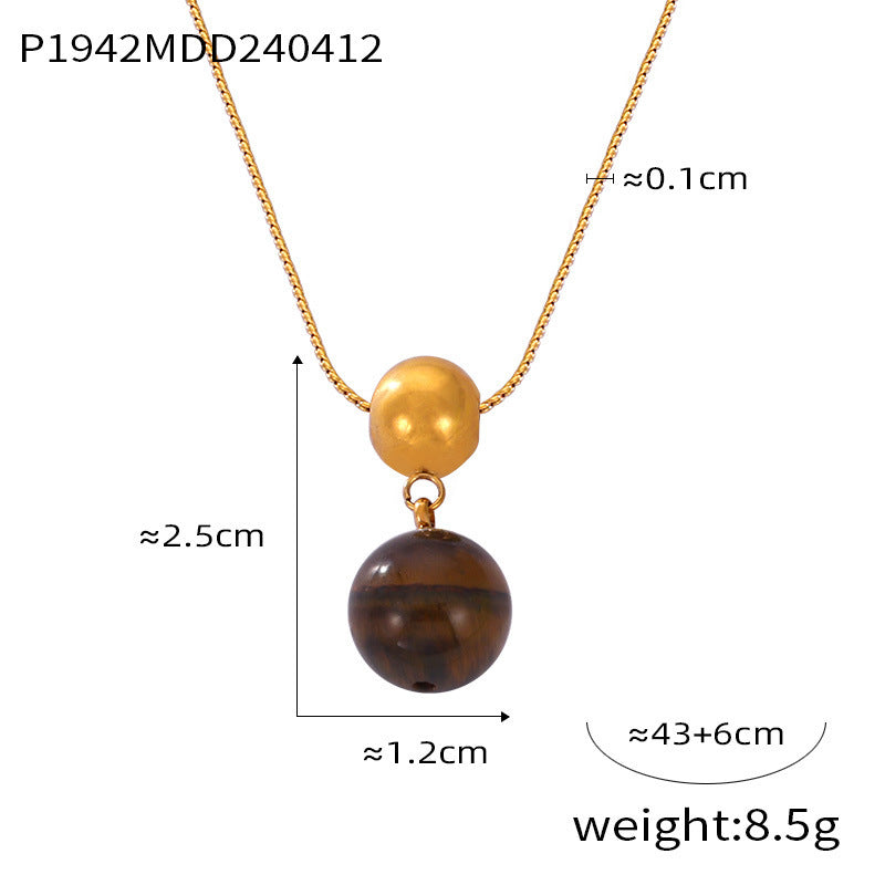 Tiger's Eye Natural Stone Necklace_N066