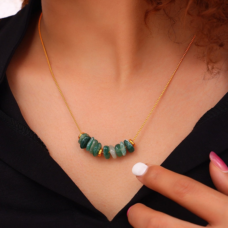 Green Quartz Natural Stone Necklace_N065