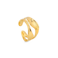 Double Layers Irregular Retro Organic Texture Adjustable Rings - PVD 18k Gold Plated 316L Stainless Steel_R036
