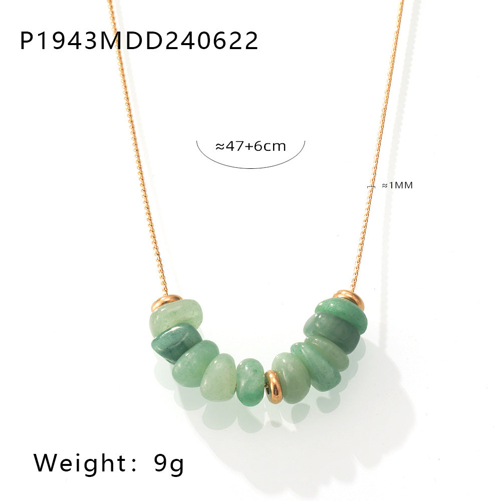 Green Quartz Natural Stone Necklace_N065