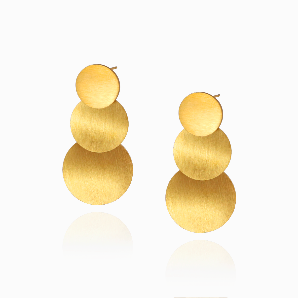 Glossy Triple Circle Clip-on Drop Earring - PVD 18k Gold Plated 316L Stainless Steel_E-038