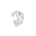 Double Layers Irregular Retro Organic Texture Adjustable Rings - Silver 316L Stainless Steel with PVD Plating_R037
