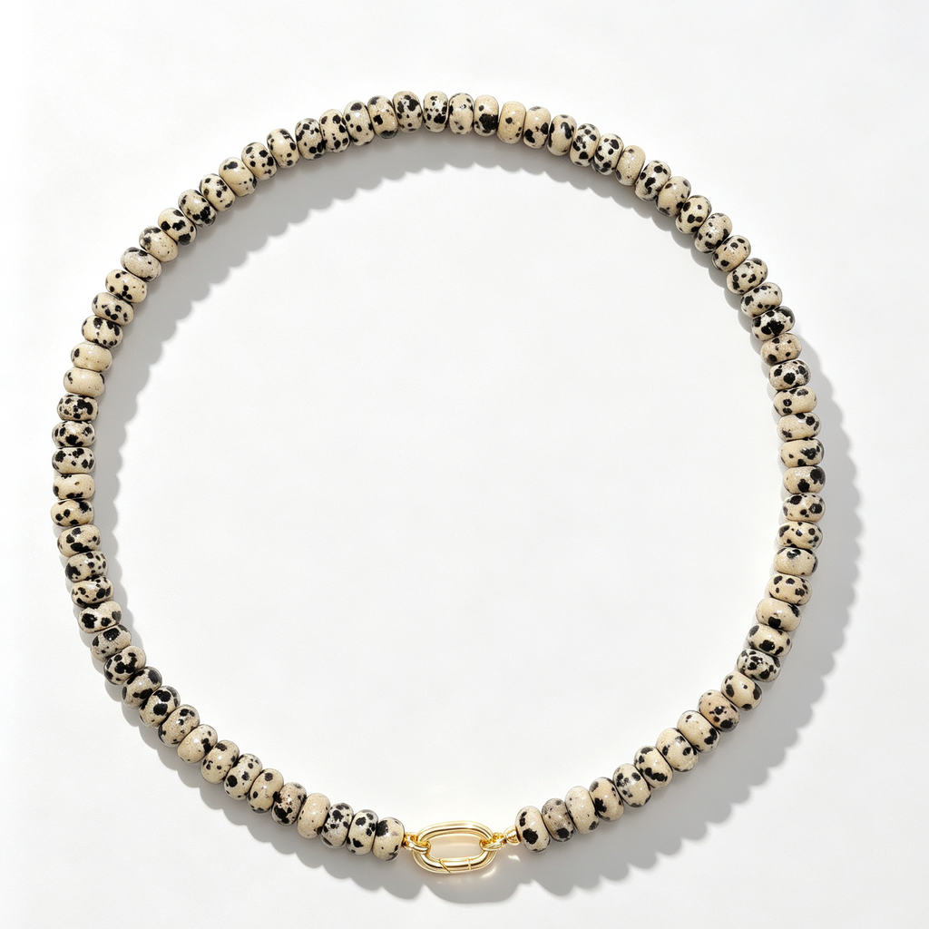 Dalmatian Natural Stone Necklace_N075
