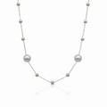 Man-made Pearl Akoya Pearl Beads Satellite Chains Necklace - Silver 316L Stainless Steel_N010