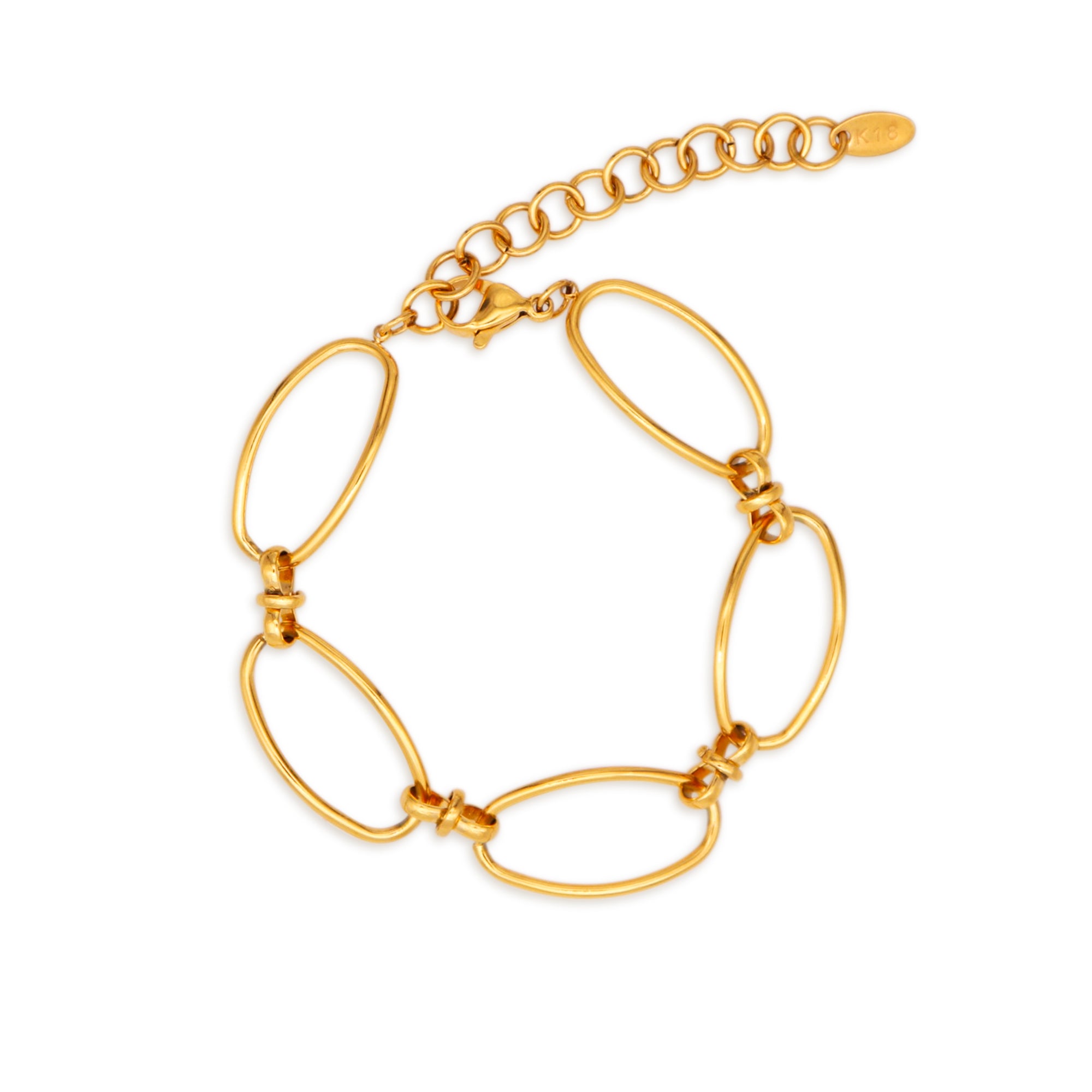 Simple  OVAL Link Chain Bracelet - PVD 18k Gold Plated 316L Stainless_B002