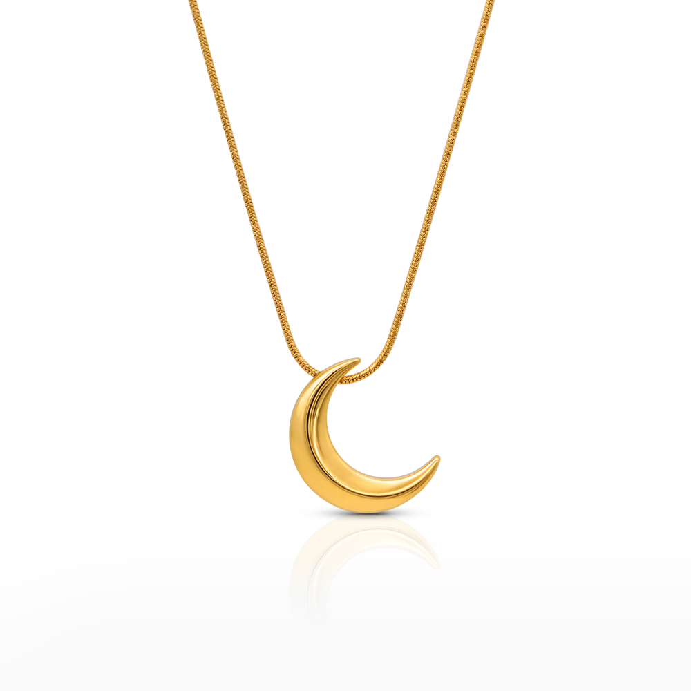 Moon Pendant Necklace - PVD18K Gold Plated 316L Stainless Steel_N087