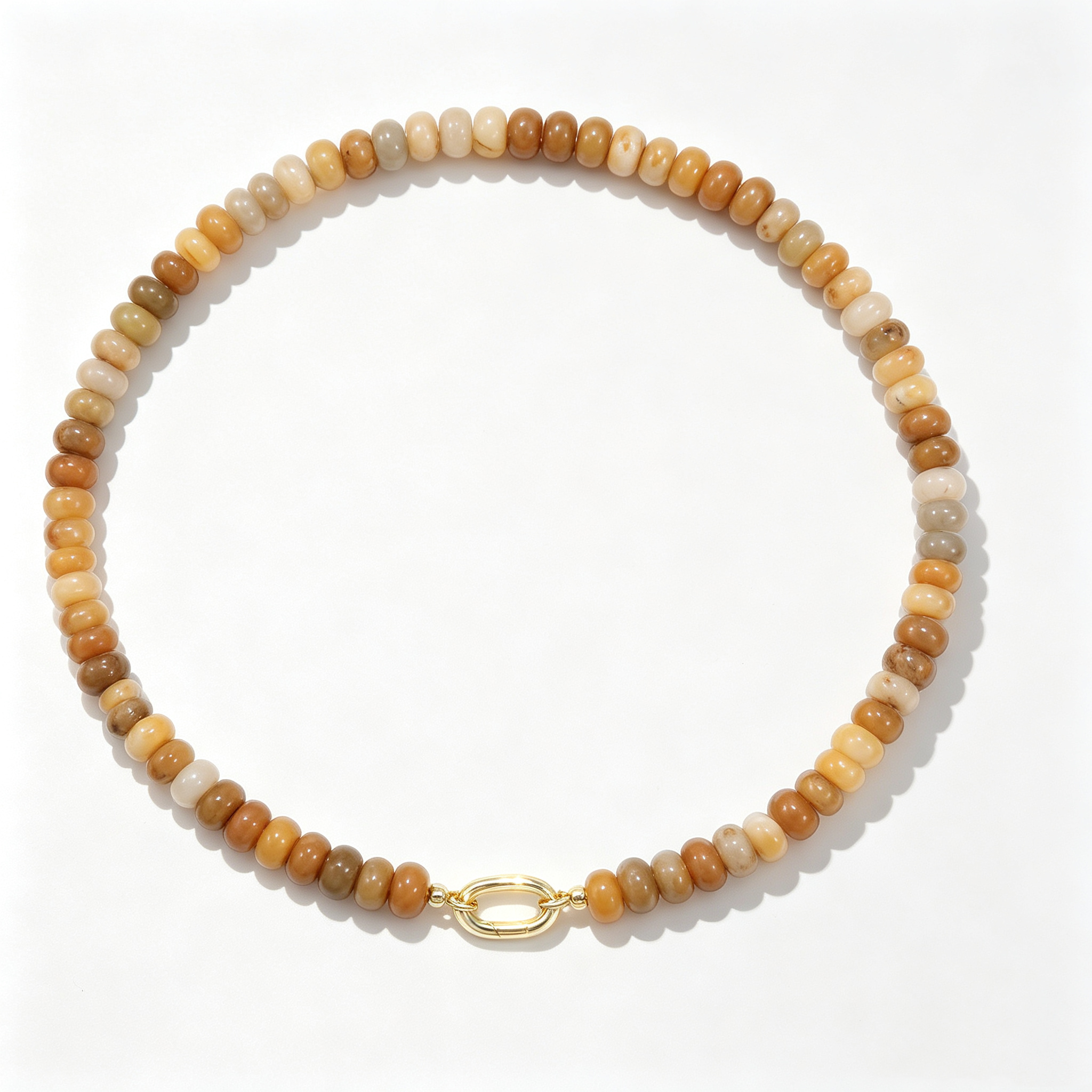 Yellow Mixed Chalcedony Natural Stone Necklace_N073
