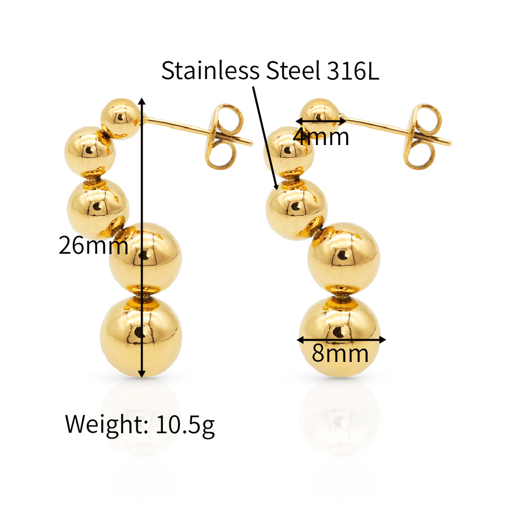 Hoop Earrings with Jumping Beads - PVD 18k Gold Plated 316L Stainless Steel_E021