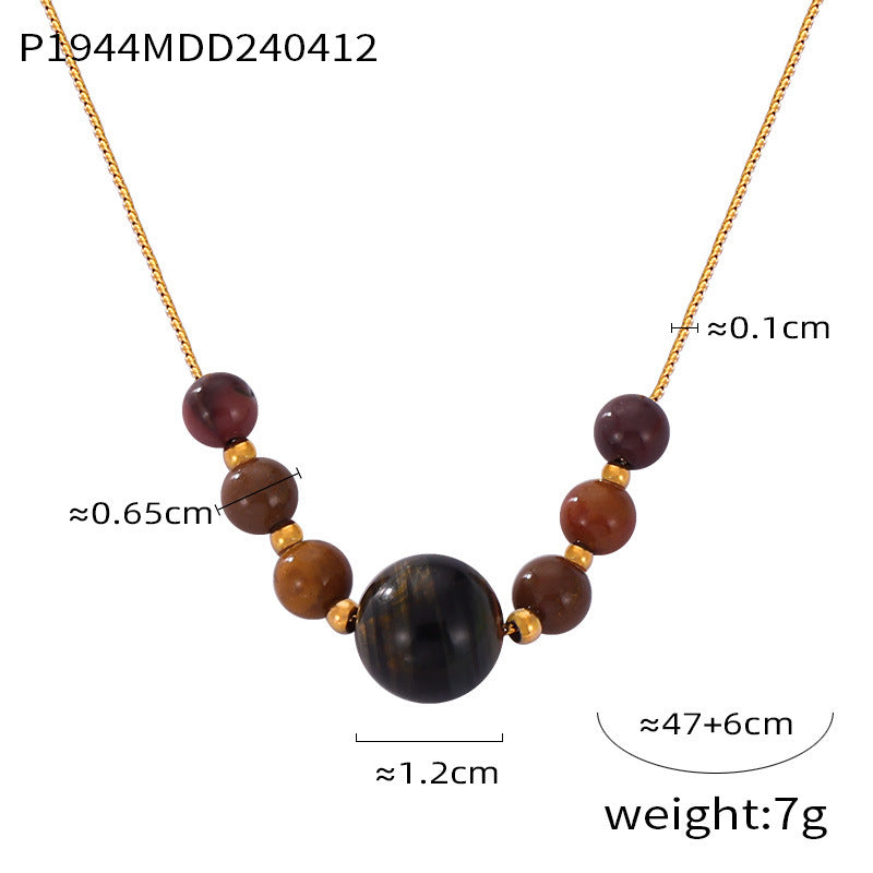 Tiger's Eye Natural Stone Necklace_N064