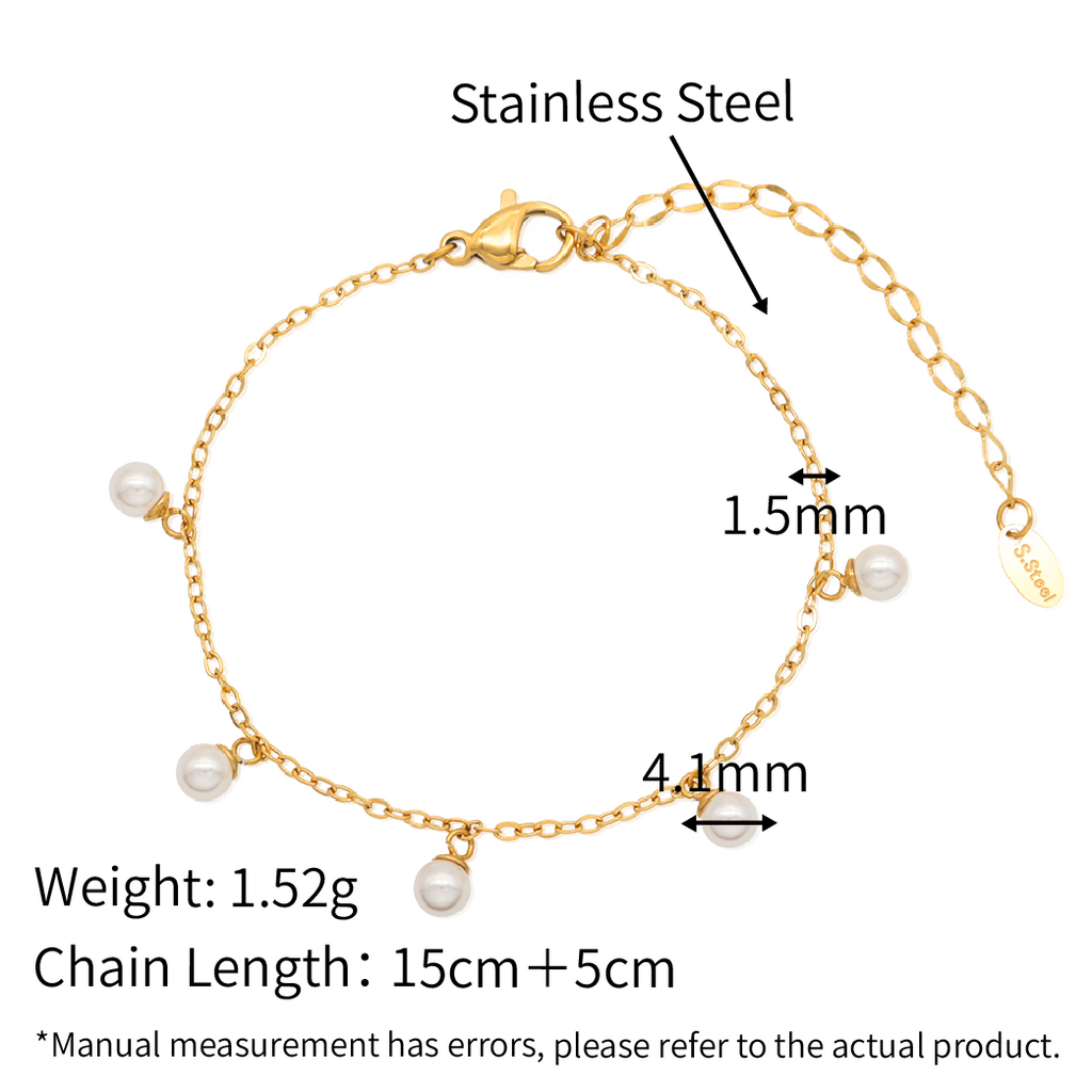 Pearl Charms Chain Bracelet_PVD18K Gold Plated 316L Stainless Steel_B053
