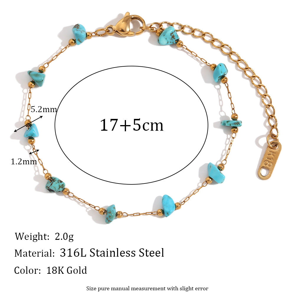 Blue Turquoise Natural Stone Bracelet_B067