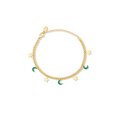Colorful Enamel Star and Moon Charms 3mm Curb Chain Bracelet -  PVD18K Gold Plated 316L Stainless Steel_B055