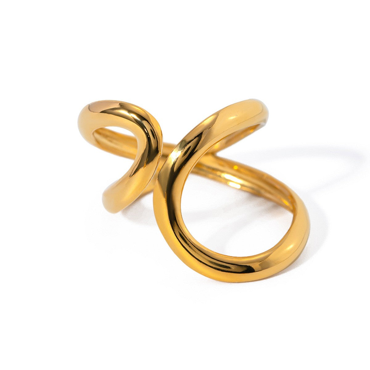 Minimalist Delicate Gypsy Lines Unique Chunky Open Dancer Ring - 18K PVD Gold Plated Stainless Steel_R052