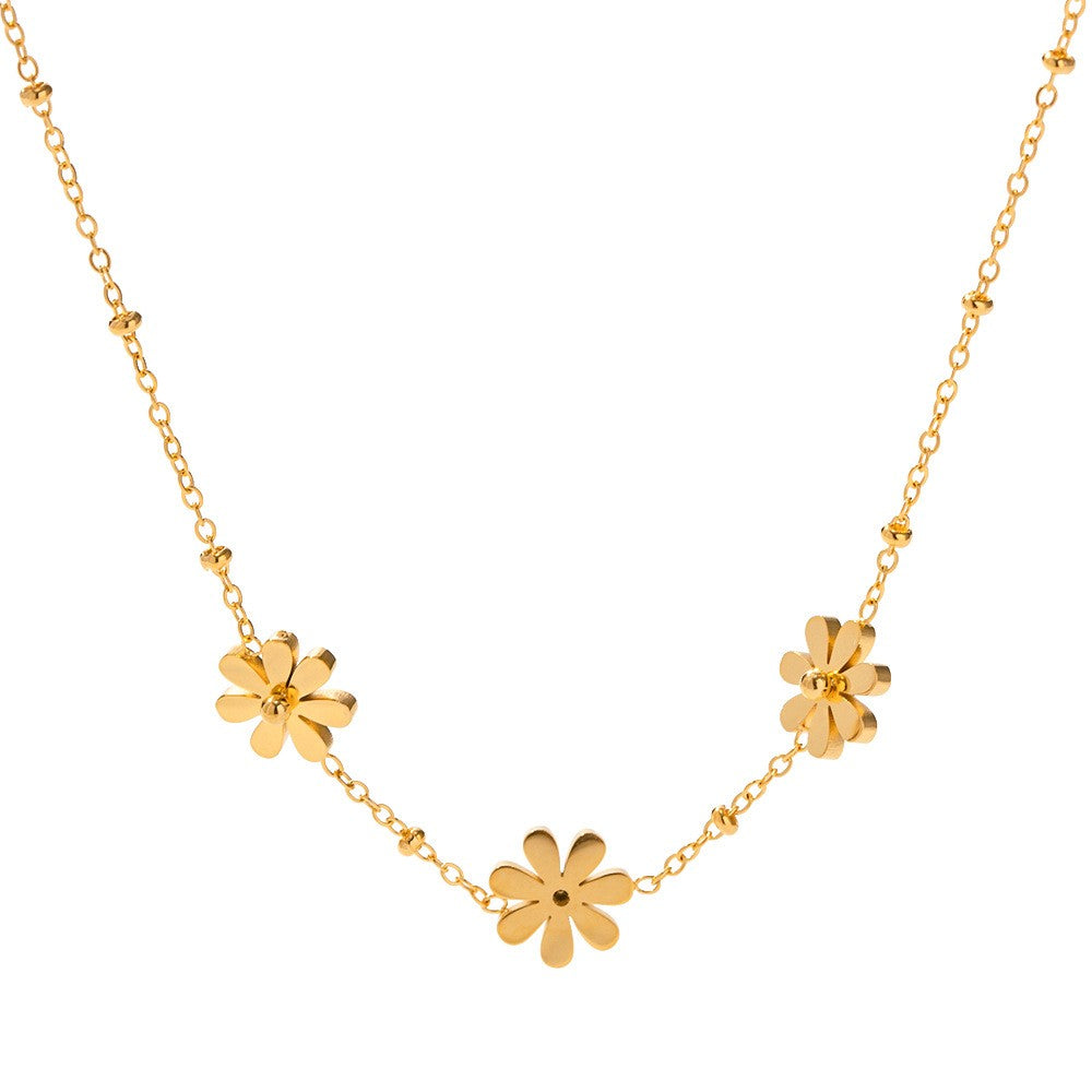 Daisy Flower Necklace - PVD18K Gold Plated 316L Stainless Steel_N085