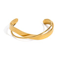 Cross Open Bracelet Bangle - PVD18K Gold Plated 316L Stainless Steel_B073