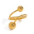 Bead Three Ball Open Ring18K PVD Gold Plated Stainless Steel_R053