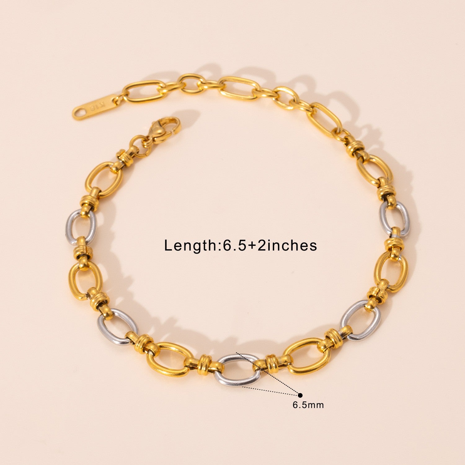 Two Tone Chunky Link Chain Bracelet  -PVD18K Gold Plated 316L Stainless Steel_B042