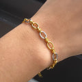 Two Tone Chunky Link Chain Bracelet  -PVD18K Gold Plated 316L Stainless Steel_B042