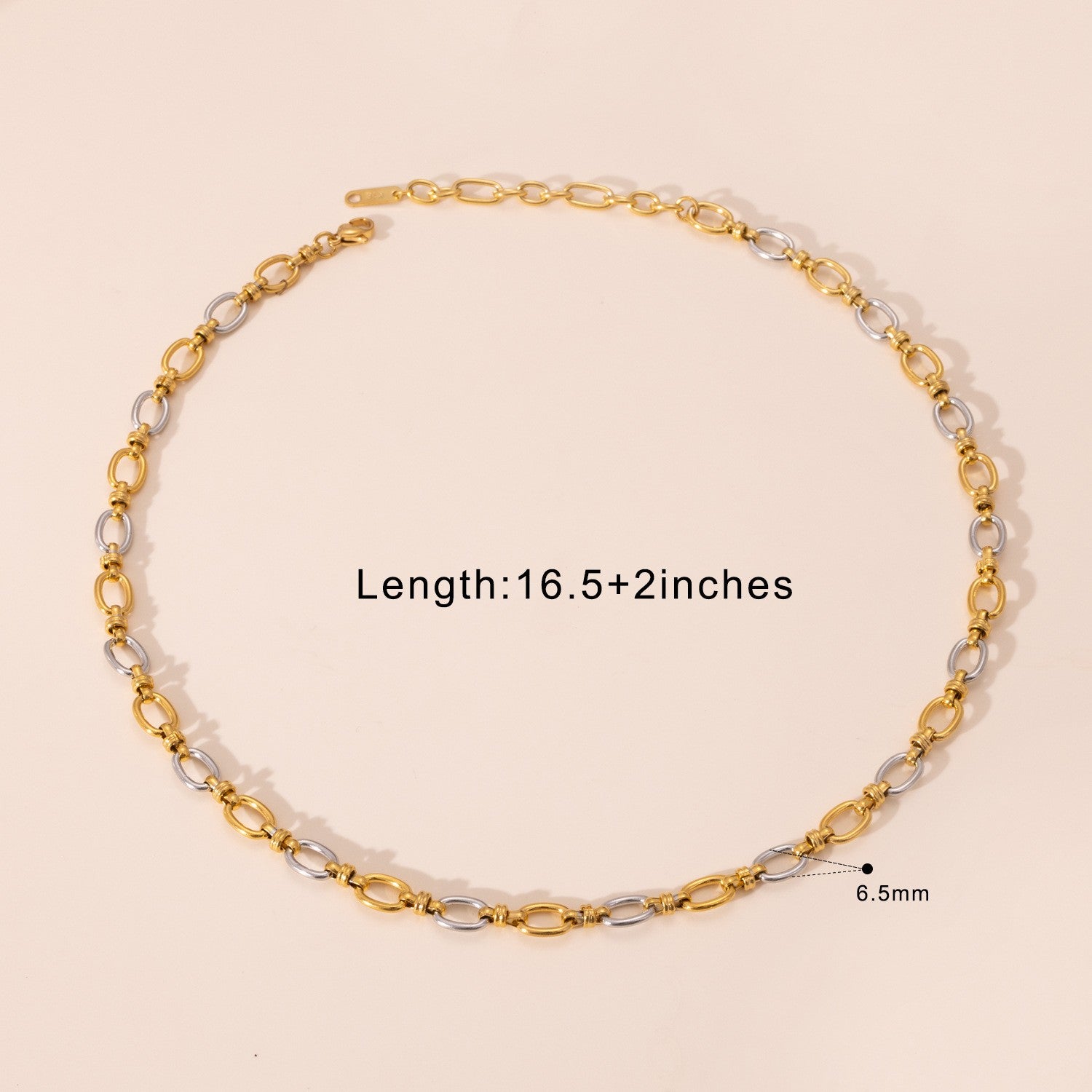 Two Tone Chunky Link Chain Necklace - -PVD18K Gold Plated 316L Stainless Steel_N039