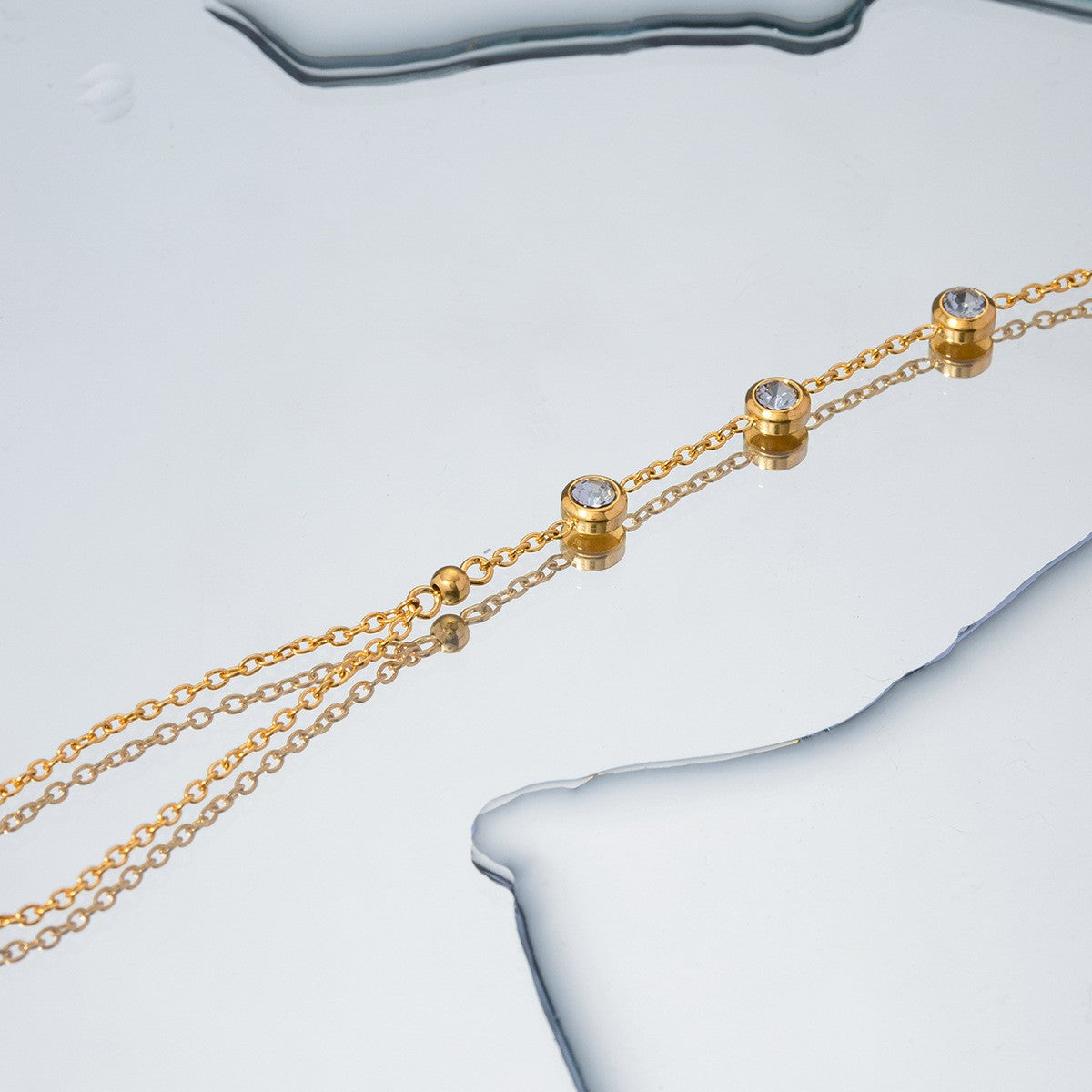 Chain Finger Bracelet - PVD18K Gold Plated 316L Stainless Steel_B043