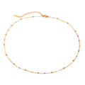 Dainty Colorful Epoxy Bead Dainty Chain Necklace - PVD18K Gold Plated 316L Stainless Steel_N051
