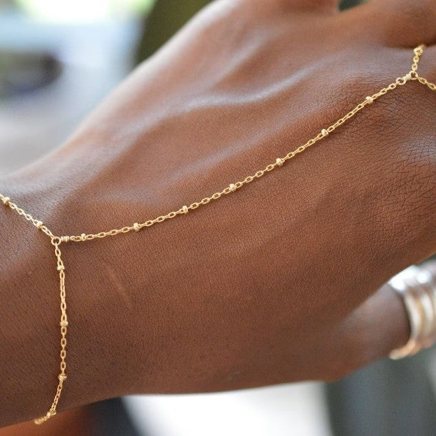 Chain Finger Bracelet - PVD18K Gold Plated 316L Stainless Steel_B044