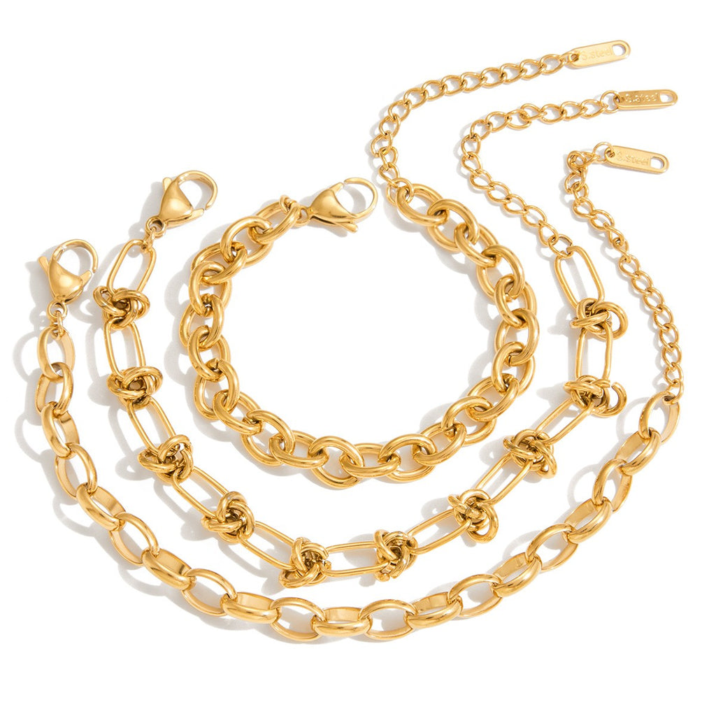 Irregular Link Chain Bracelet - PVD18K Gold Plated 316L Stainless Steel_B045
