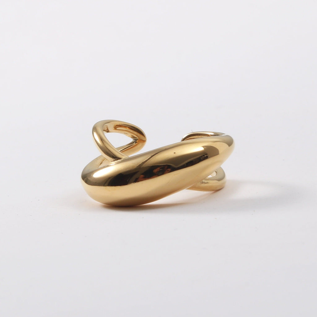 Cross Design Polished Ring Gypsy Dancer Ring - 18K PVD Gold Plated 316L Stainless Steel - R066