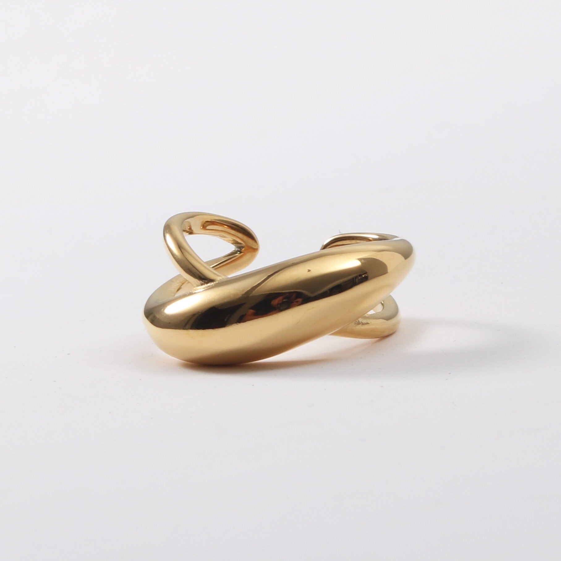 Cross Design Polished Ring Gypsy Dancer Ring - 18K PVD Gold Plated 316L Stainless Steel - R066