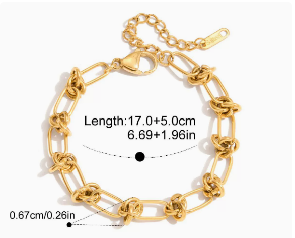 Irregular Link Chain Bracelet - PVD18K Gold Plated 316L Stainless Steel_B045
