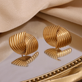 Textured Intersecting Stud Earrings - PVD 18k Gold Plated 316L Stainless Steel_E-034