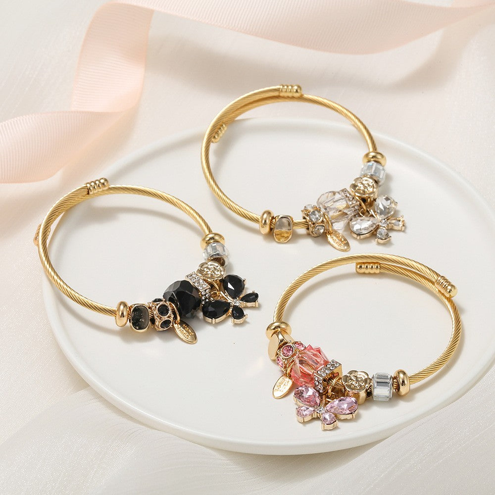 Butterfly Charms Bracelet Adjustable Size Stainless Steel – B038