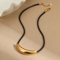 Round Snake Choker Magnetic Clasp Silver Chain Necklace- PVD 18K Gold Plated 316L Stainless Steel_N026