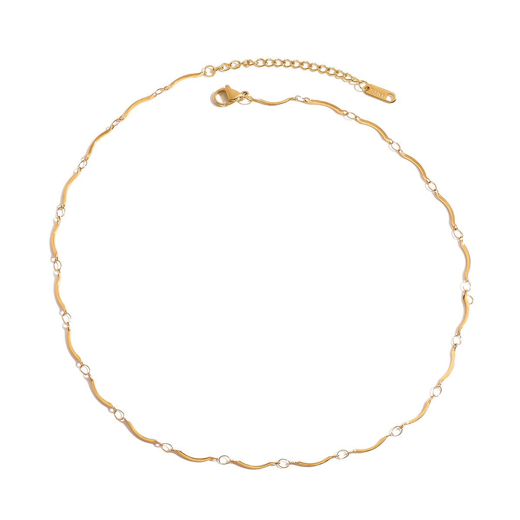 Single Chain Choker Necklace - PVD18K Gold Plated 316L Stainless Steel (SC01)_N046