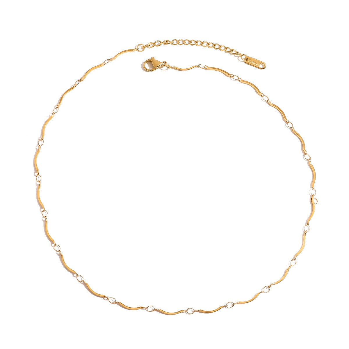 Single Chain Choker Necklace - PVD18K Gold Plated 316L Stainless Steel (SC01)_N046