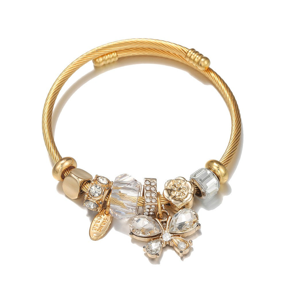 Butterfly Charms Bracelet Adjustable Size Stainless Steel – B038